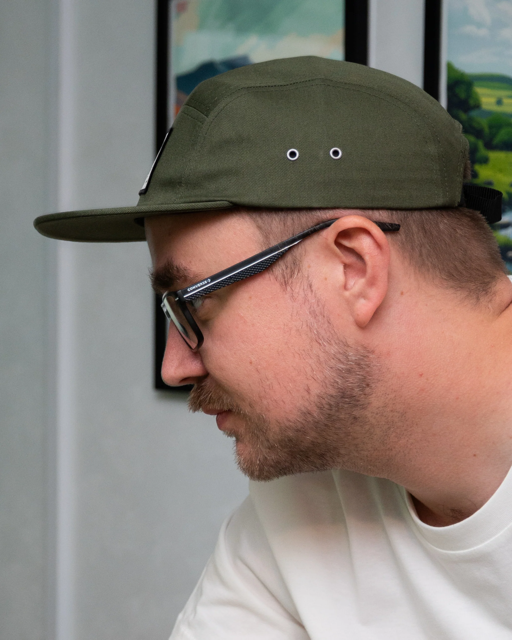 ARMY GREEN PANEL CAP WITH RECTANGLE PATCH - Image 3